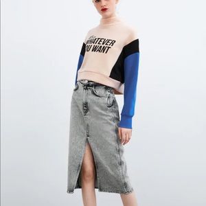 Zara front text print sweatshirt